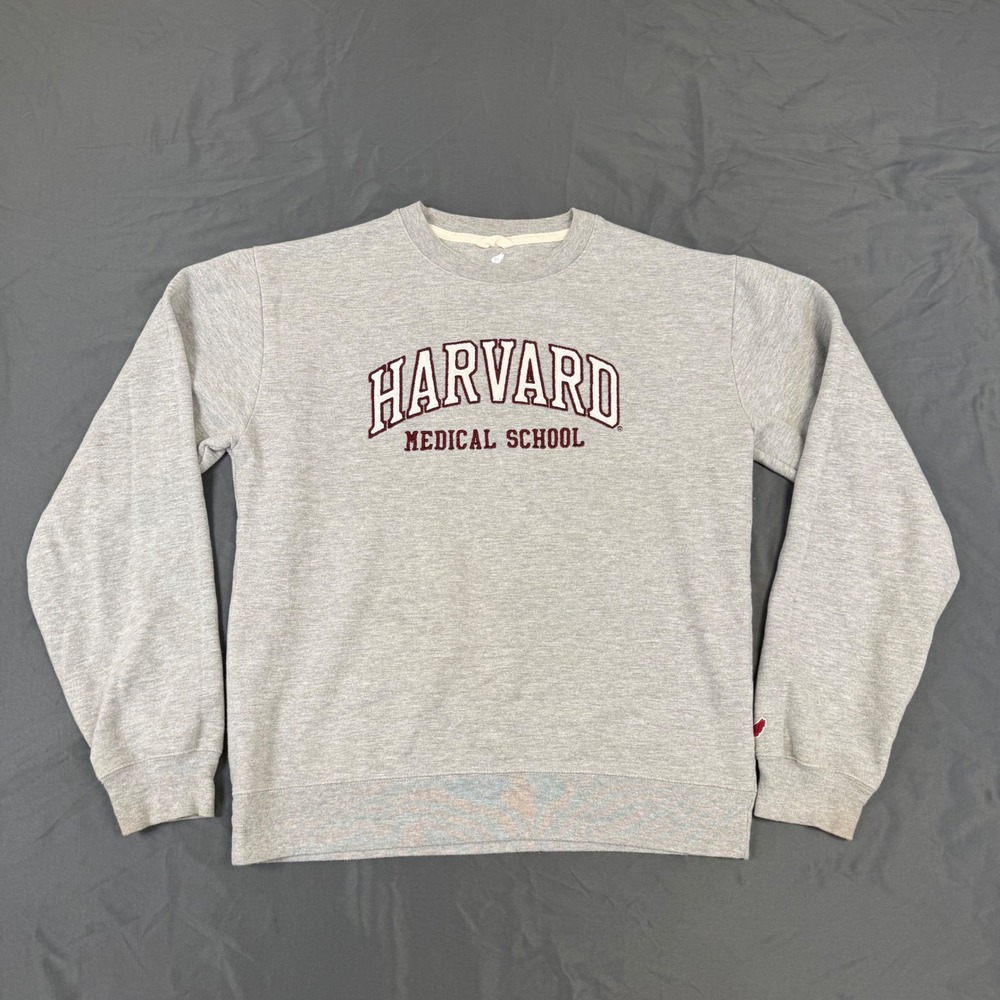 League 91 Harvard Medical School Sweatshirt Mens Medium Gray Embroidered Crew